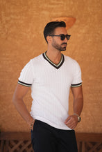 Carregar imagem no visualizador da galeria, WHITE DONATO RIBBED V-NECK T-SHIRT - Men Clothing | Leaders in Design &amp; Quality | Donato
